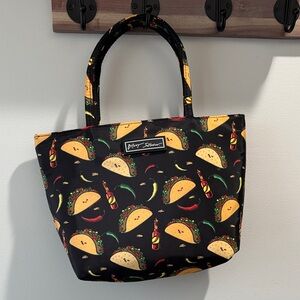 Betsey Johnson Black Tote with Taco and Chili Print